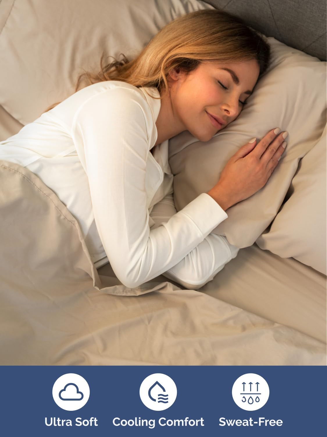 Skiennix Extra Deep Split King Sheet Set - 7 Piece Breathable Cooling Bedding - Soft, Wrinkle-Free Cream