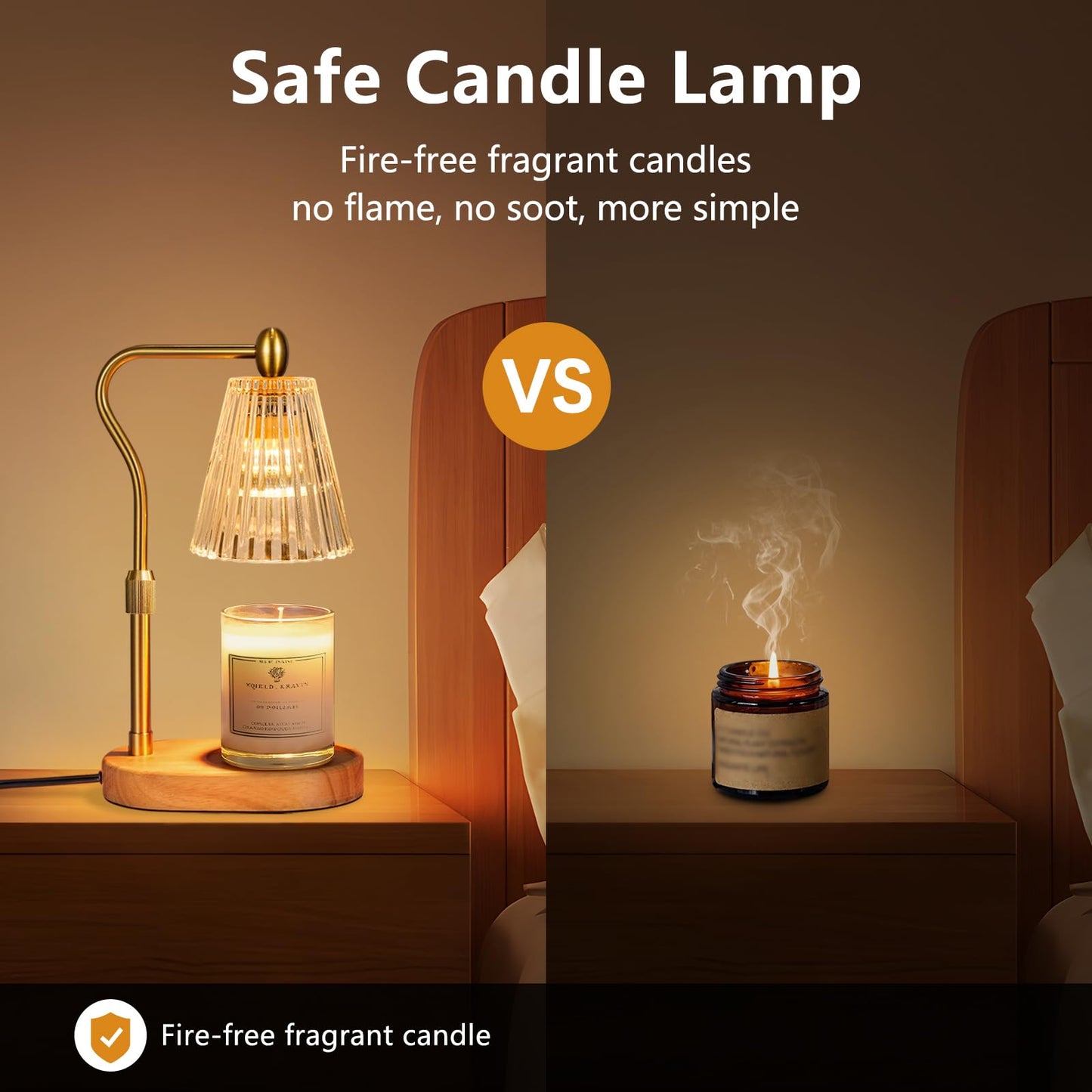 Engpure Candle Warmer Lamp - Candle Warmer Lamp with Timer and Dimmer Adjustable Height,Electric Wax Melt Warmer with 2 Bulbs for Scented Jar Candles Home Decor Mother's Day Gifts, Amber