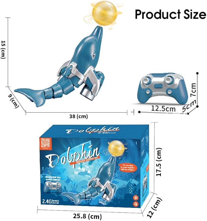GoolRC Remote Control Dolphin 2.4GHz High Simulation RC Dolphin Boat for Lake River &amp Pool Great Gift RC Boat with Dolphin Head Ball Rotation for Teens