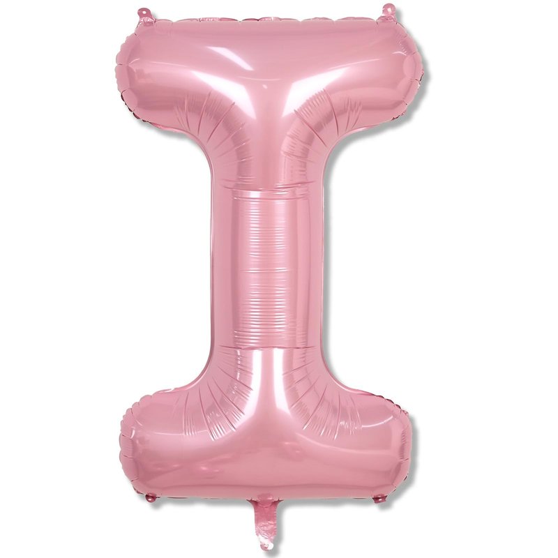 Pastel Pink I Letter Balloon, 40" Alphabet Foil Light Pink, Large Self Inflating for Girls Birthday Party Baby Shower Decoration