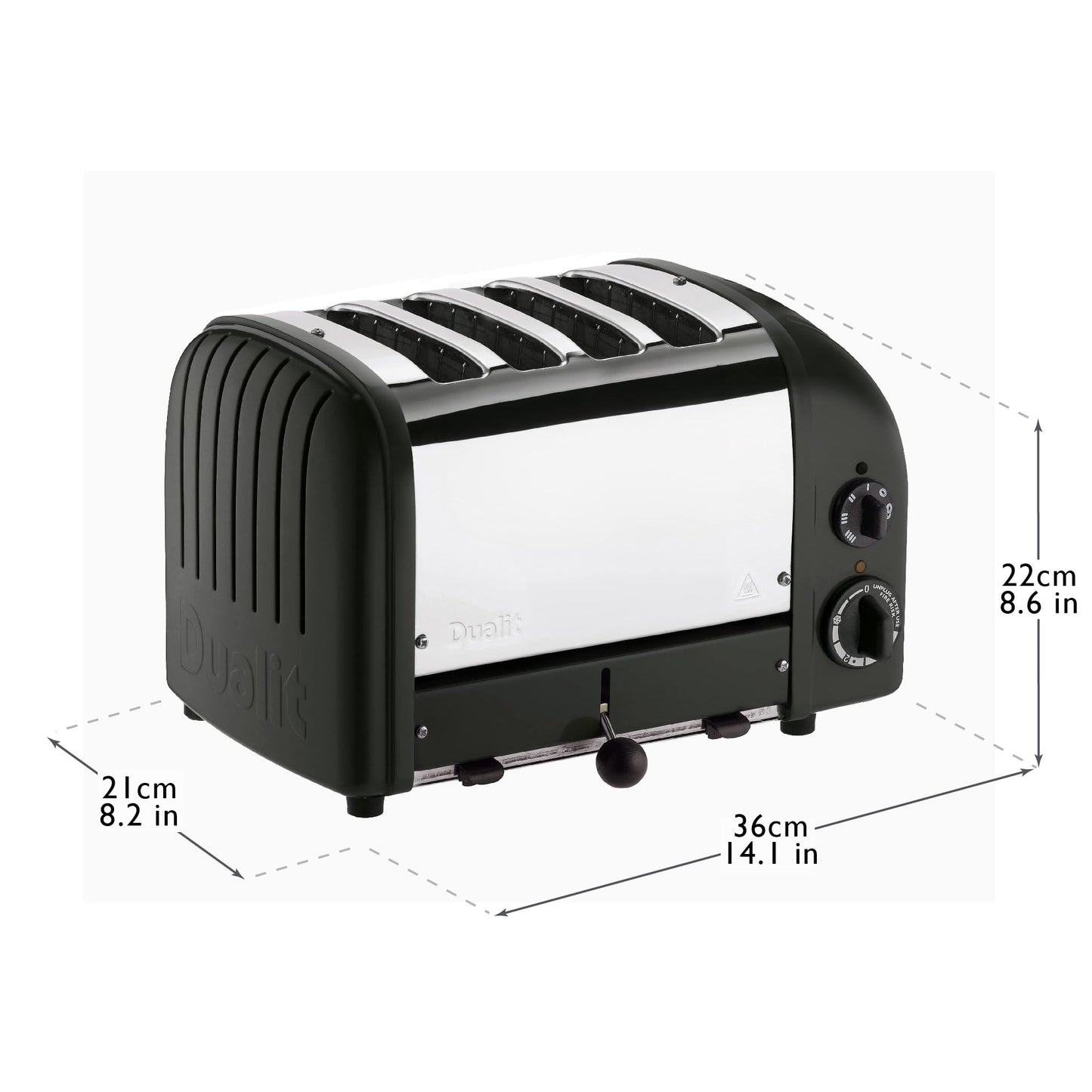Dualit Classic 4 Slice NewGen Toaster - Stainless Steel - Hand Built in the UK - Replaceable ProHeat elements - Defrost Bread - Mechanical Timer - Matt Black Classic Toaster