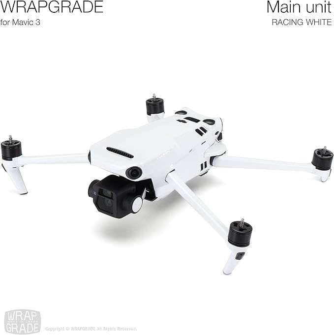 WRAPGRADE Full Skin Stickers for DJI Mavic 3 / Mavic 3 Classic (RACING WHITE)