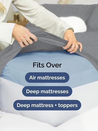 Skiennix Extra Deep Cal King Sheet Set | 6-Piece Breathable Cooling Bedding - Soft, Wrinkle-Free Heathered Grey