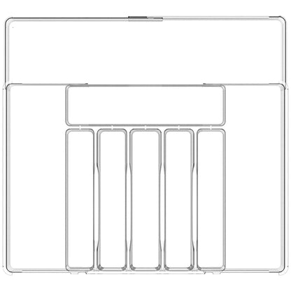Acina Silverware Organizer for Kitchen Drawers: Expandable Cooking Utensil Tray - Adjustable Cutlery Flatware Holder - Spatula Tools Gadgets Storage Divider Clear (Expandable Tray with 9-Drawers)
