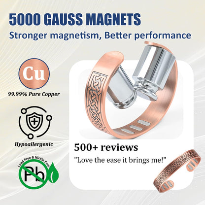 Vicmag Copper Bracelet for Men 9X Strength Magnetic Bracelet Men 99% Pure Copper with 5000 Gauss Magnets, Present Box Adjustable(Ax Knot)