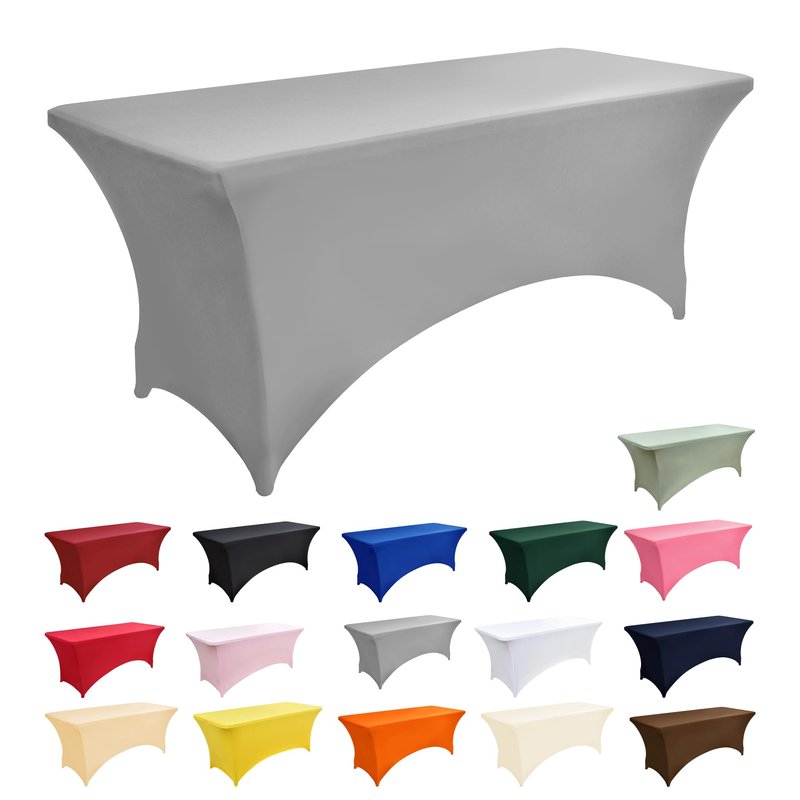 ZarzaaSik 114 10-Pack 6ft Spandex Table Covers for Rectangle Standard Folding Tables - Wrinkle Resistant Stretch Tablecloths - Ultimate Fitted Table Protector for Parties, Banquet, and Wedding