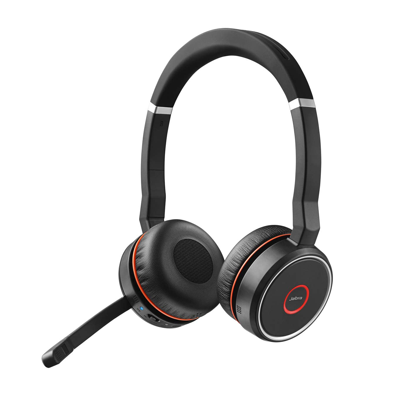 Jabra Evolve 75 UC Wireless Headset, Stereo – Includes Link 370 USB Adapter and Charging Stand – Bluetooth Headset with World-Class Speakers, Active Noise-Cancelling Microphone, All Day Battery