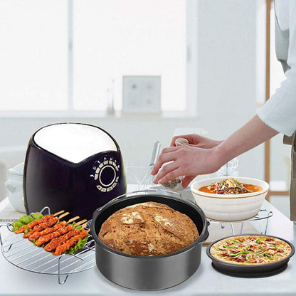 Air Fryer Accessories Set of 7 with 8 Inch Egg Bites Mold, Pizza Pan, Cake Barrel, Skewer Rack, Silicone Mat for 3.5Qt-5.8Qt Phillips Nuwave Gowise Gourmia Ninja Dash Air Fryer