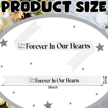 Fanfanwin Funeral Sash - Memorial Wreath Ribbon for Celebration of Life | 58x4" White, Forever in Our Hearts