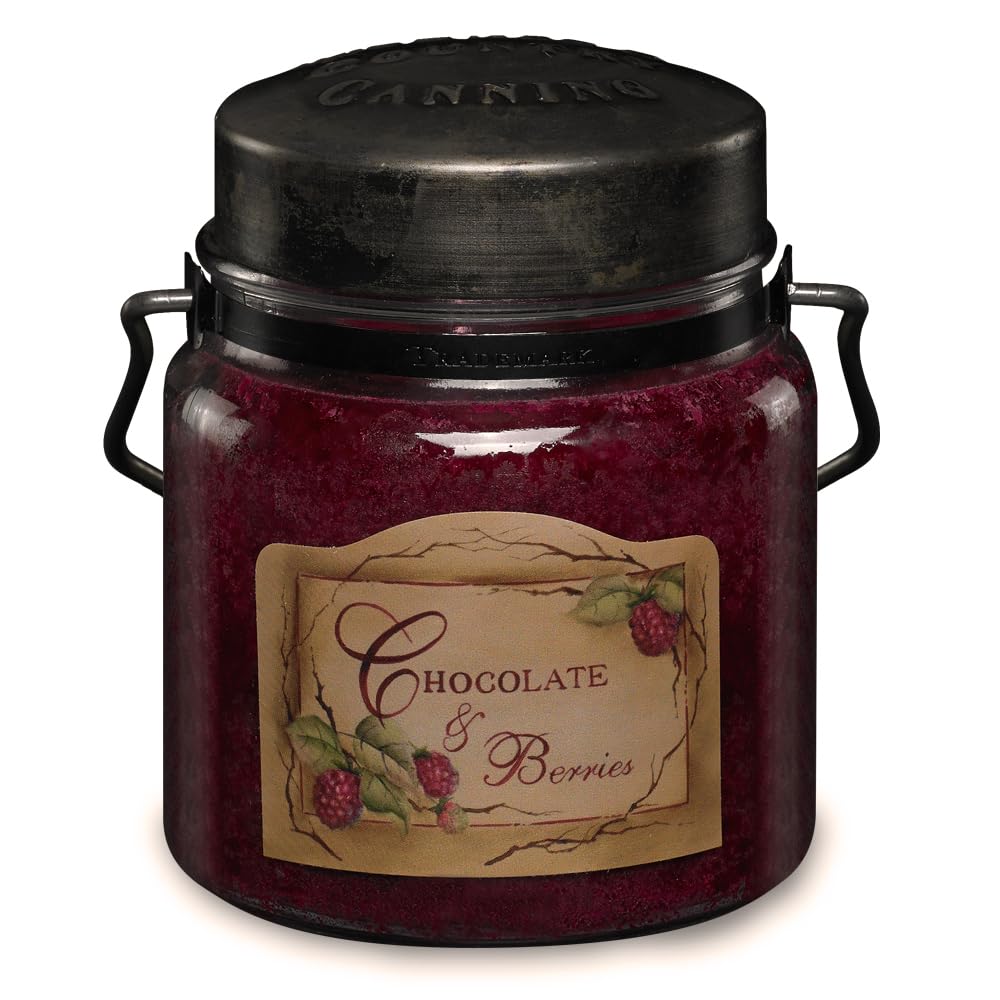 McCall’s Candles | Chocolate & Berries | 16 oz Scented Candle | USA-Poured | Vintage Rustic Jar with Carrying Handle | Raspberry & White Chocolate Fragrance