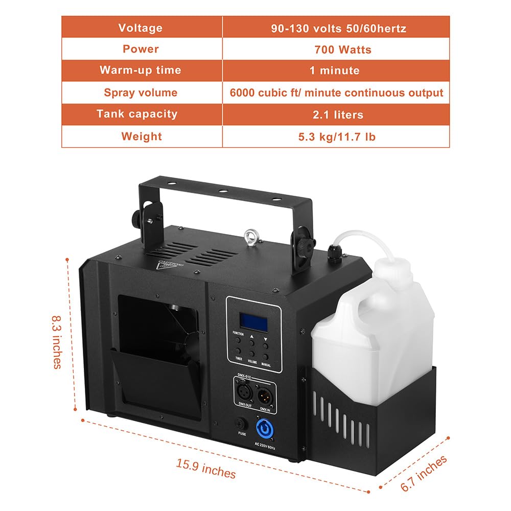 Haze Machine, 700W Continuous Output Fog Machine with Wireless Remote and DMX, Enhances Light Shows – Perfect for Stage, Parties, Halloween, and Clubs