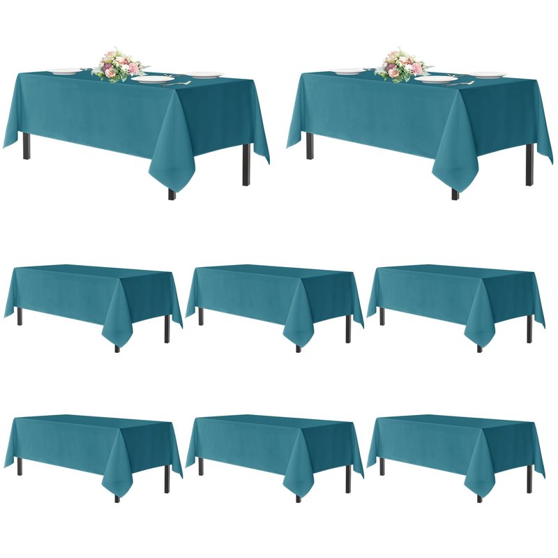 sancua Teal Tablecloths for 6 Foot Rectangle Tables, 8 Pack - Washable Polyester Fabric Table Cloth for Wedding Party, Birthday, Banquet Reception, 54x108 Inch