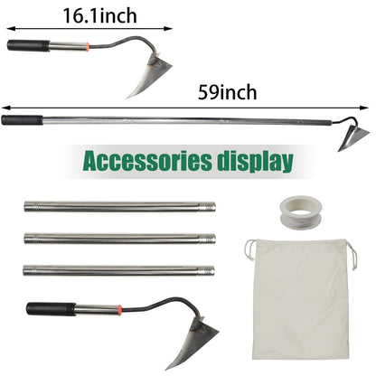 HRADHOL Steel Triangle Garden Hoe Hand Plow Hoe for Backyard Weeding,Warren Hoe Tough Welded Hoe, Loosening,Farm Planting,Dig a Hole，6-Inch Welded Steel Head, 54-Inch Stainless Steel Handle