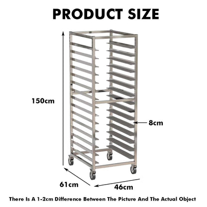 Quick Rack for Baking Pans,15-Tier Baking Rack, Rolling Pan Speed Rack for Cooking - Heavy Duty Home & Commercial Use (150x61x46cm) - Perfect for Cookies, Cakes, and Pastries