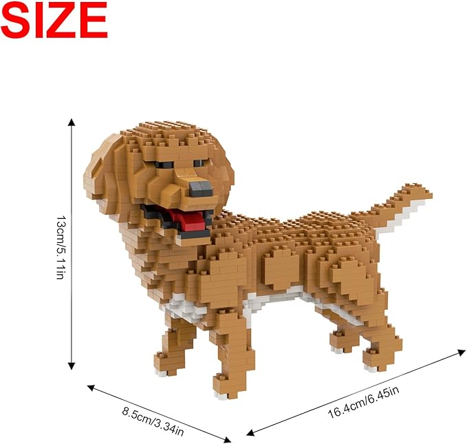 Larcele Micro Building Blocks Animal Set DIY Mini 3D Building Toy Bricks824 Pieces KLJM-05(Golden Retriever)