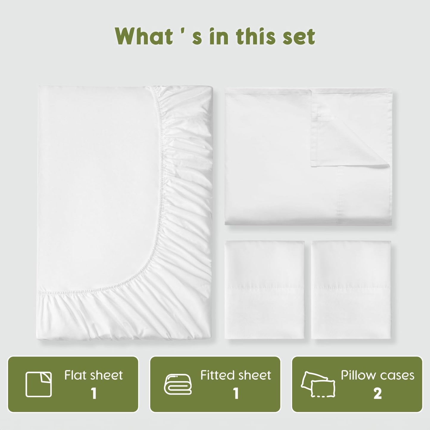 SONORO KATE 100% Egyptian Cotton Sheets King Size - 600 Thread Count, Luxury Hotel Quality Bedding Set, Soft Cooling Sateen Weave Bed Sheet Sets, 16" Deep Pocket - 4 PC(White,King)