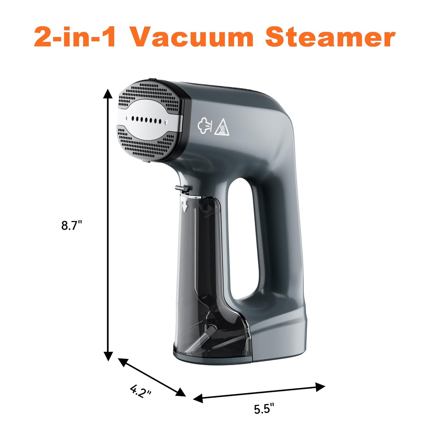 GHORA Vacuum Steamer for Clothes, 3500Pa Strong Suction Handheld Garment Steamer, Portable Travel Steamer & Iron Dual-Mode (110-120V)
