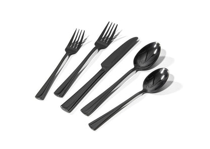 KINGSTONE Silverware Set for 8, 40-Piece Forged 18/10 Stainless Steel Flatware Set, Mirror Finish Cutlery Set Dishwasher Safe for Home, Restaurant, Wedding, Party,Black