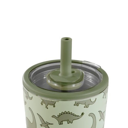 HydroJug Everyday Tumbler 14 oz – Ceramic-Lined Insulated Tumbler with Straw and Soft-Touch Lid, Cup Holder Friendly, Double-Wall Vacuum Insulation, Reusable Travel Cup – Dinosaur