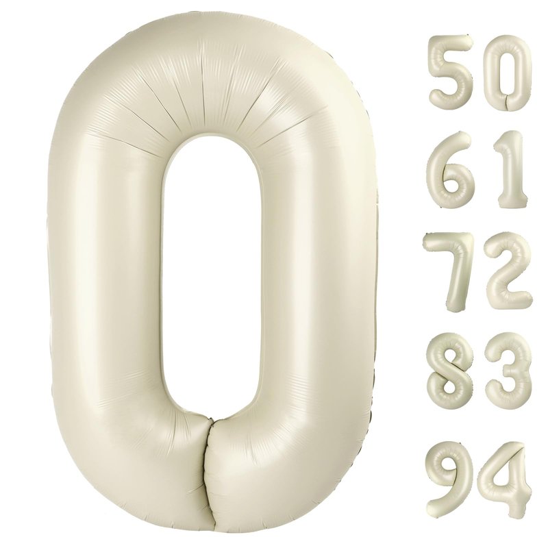 Cream Number 19 Balloon 40 inch, 19 Number Balloons, 19th Cream Birthday Decorations, 19 Year Old Girls Boys White Party Supplies