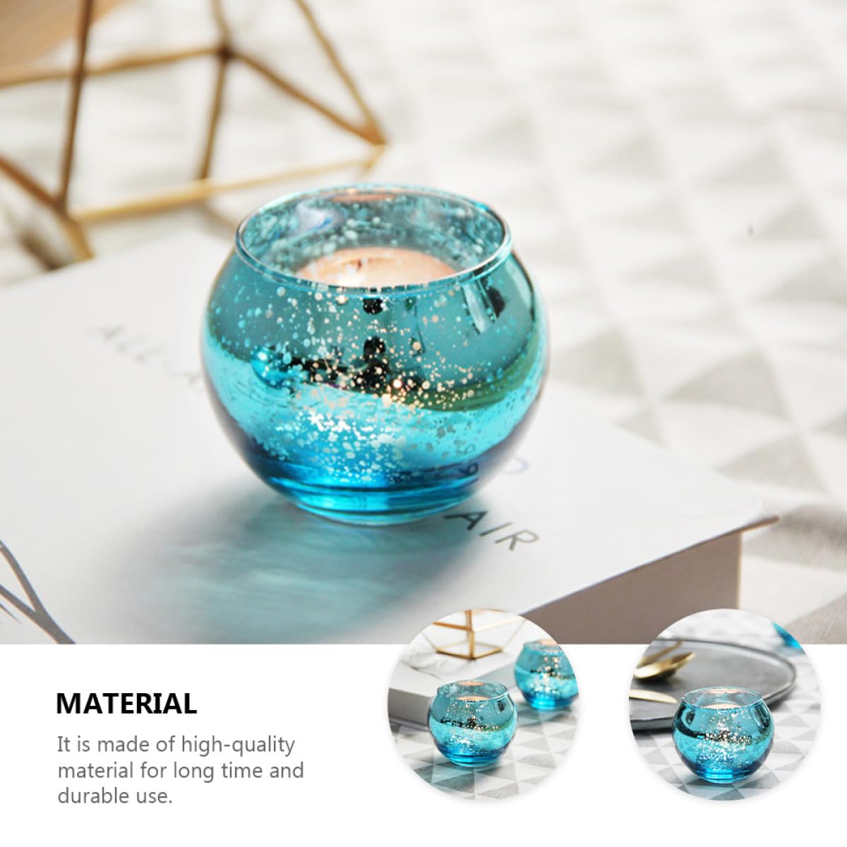 Toyvian 12pcs Patterned Glass Candle Holders Set, Round Hollow Tealight Cups for Wedding Centerpiece and Home Décor, Decorative Candle Holders for Dining Table Use