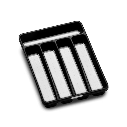 madesmart Classic Mini Silverware Tray, Soft Grip, Non-Slip Kitchen Drawer Organizer, 5 Compartments, Multi-Purpose Home Organization, BPA Free, Granite