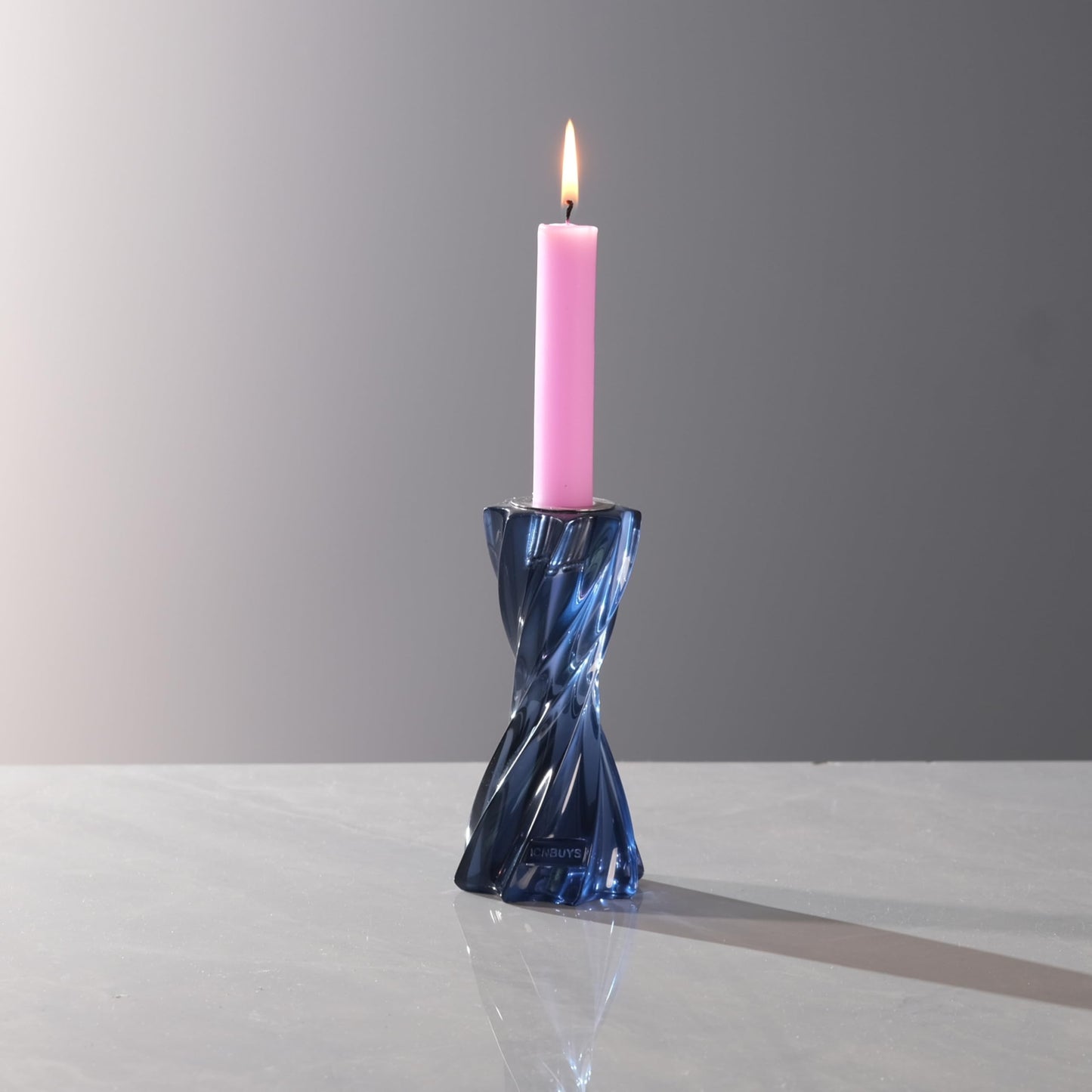 ICNBUYS Twizzle Twist Candle Holder, Decorative Candle Holder for Table Display, Romantic Decoration, Unique Home Décor Aesthetic, Housewarming Gift, Candle Stand Height 5.7 inches Black Blue - Resin