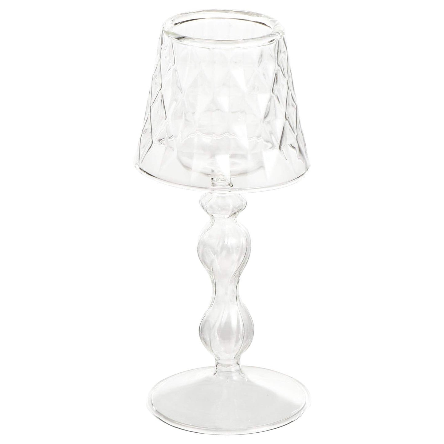 Uonlytech Glass Candlestick 7.48In Decorative Candle Holder for Home Bedroom Office Table Lighting Elegant Household Candle Stand