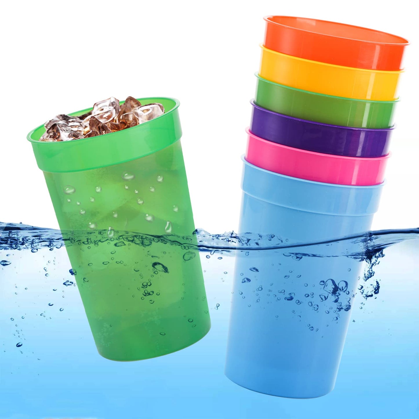 Fasmov 30 Pack 16 oz. Plastic Cups Plastic Tumblers Blank Reusable Drink Tumblers for Parties, Events, Marketing, Weddings, Colorful