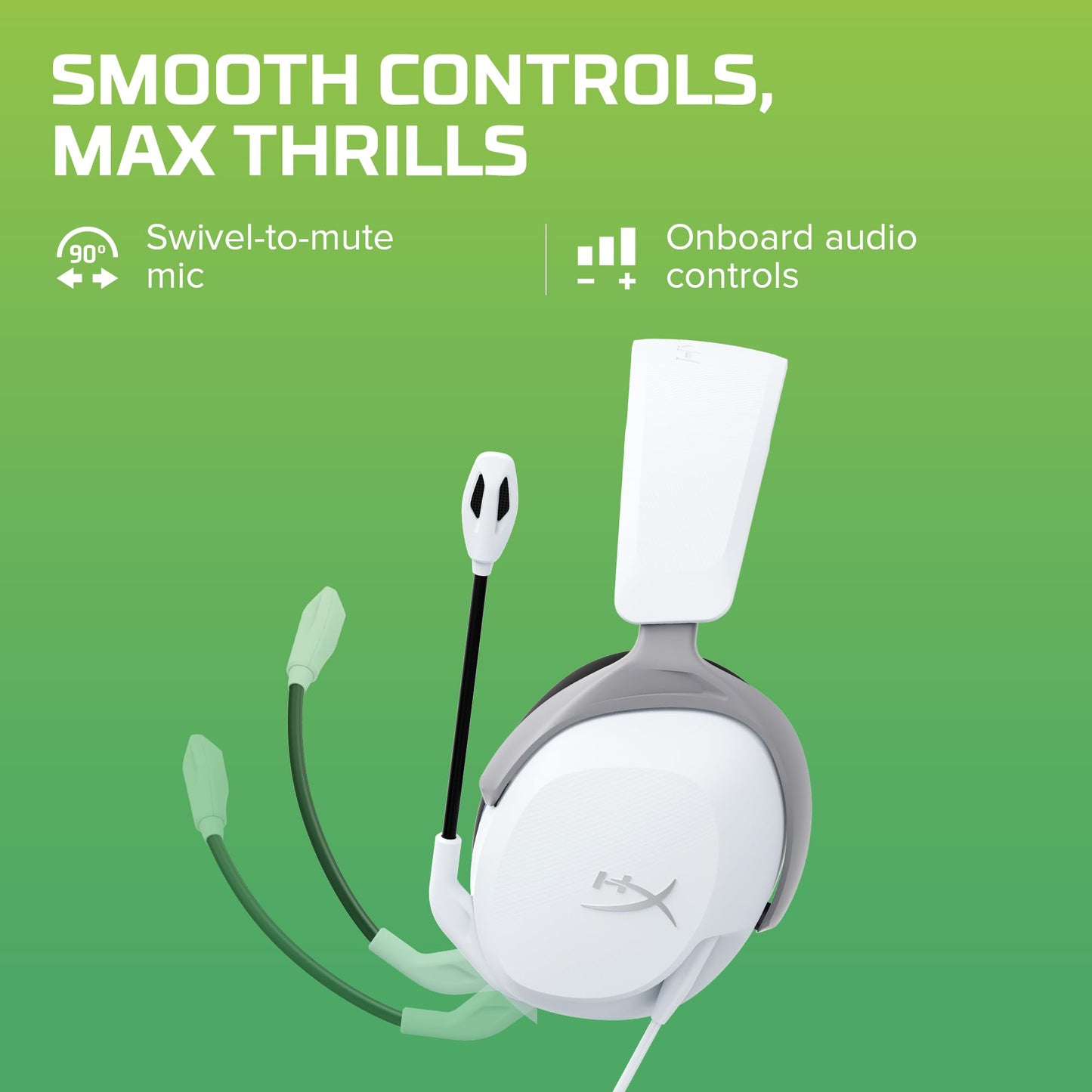 HyperX CloudX Stinger 2 Core - Gaming Headset for Xbox, Lightweight Over-Ear headsets with mic, Swivel-to-Mute Function, 40mm Drivers - White