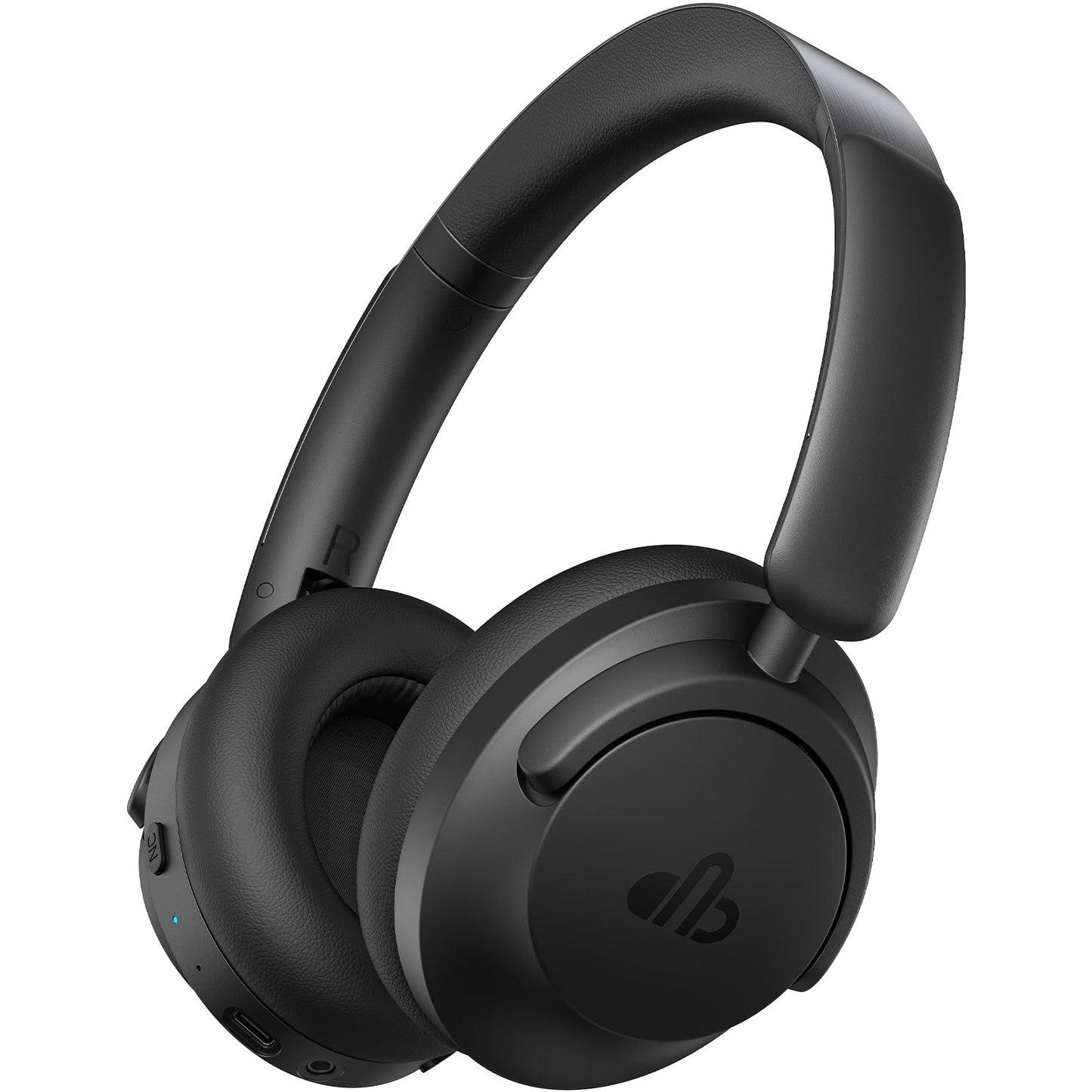 Hybrid Active Noise Cancelling Headphones, Over-Ear Bluetooth Headphone with Hi-Res Audio, 60H Playtime, Deep Bass, Transparency Mode, Foldable Comfort Ear Cups, Ideal gift for Travel Office - Black