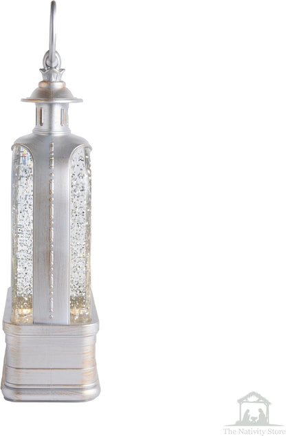 Love's Pure Light by Kate Lee - 10” Light-Up Nativity Lantern with Music | Glitter Snowglobe Manger Scene