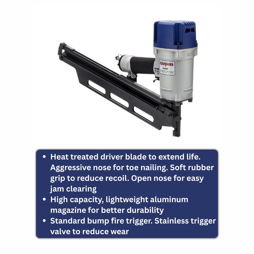 Complete NRH83 20 to 22 Degree Framing Nailer 2" to 3-1/2" without depth adjustment SIM NR83A5 NR83A3 NR83A, suitable for Framing, Decking, Trusses and Sub-Floor