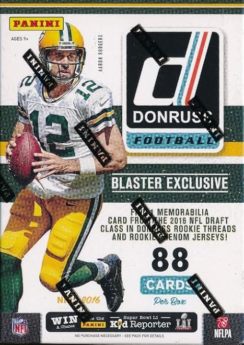 2016 Donruss Football EXCLUSIVE Factory Sealed Retail Box with ROOKIE MEMORABILIA Card Plus RC &amp INSERT in EVERY Pack! Look for Autographs of Tom Brady Brett FavreAaron Rodgers &amp Many More S