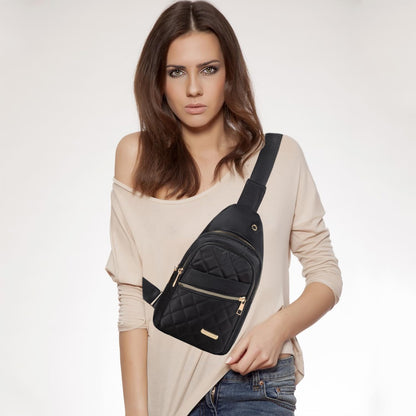 Small Sling Backpack Crossbody Sling Bag for Women, Chest Bag Daypack Fanny Pack Cross Body Bag for Outdoors Hiking Traveling - Black