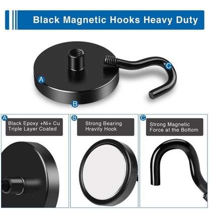 LOVIMAG Magnetic Hooks Heavy Duty, 130lbs Strong Neodymium Magnet Hook for Cruise Cabins, Magnets with Hooks for Locker Accessories, Classroom Must Haves, Kitchen, Office, Metal Door Decor -4 Pack