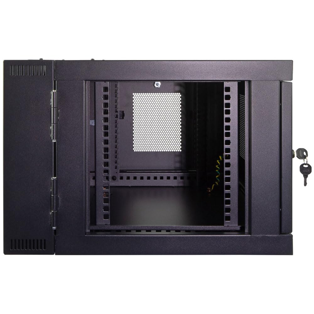 NavePoint 6U Server Cabinet with Hinged Back - 17.7” Deep, Server Rack Enclosure with Locking Perforated Door, Wall Mount Rack with Removable Side Panels, Network Cabinet, Pre-Assembled