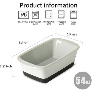 HVH Ceramic Loaf Pan for Baking Bread, 9 x 5 inch Baking Bread Loaf Pan, Rectangular Bread Pan, Bread Baking Pan for Cooking, Farmhouse Style (Blue)