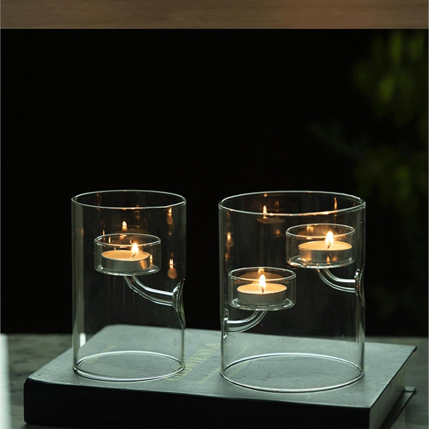 Maimeili Glass Candle Holder Hurricane Crystal Decorative Candle Fits Standard Tealight for Table Wedding Dinning Centerpieces Party Supplies Home Decor