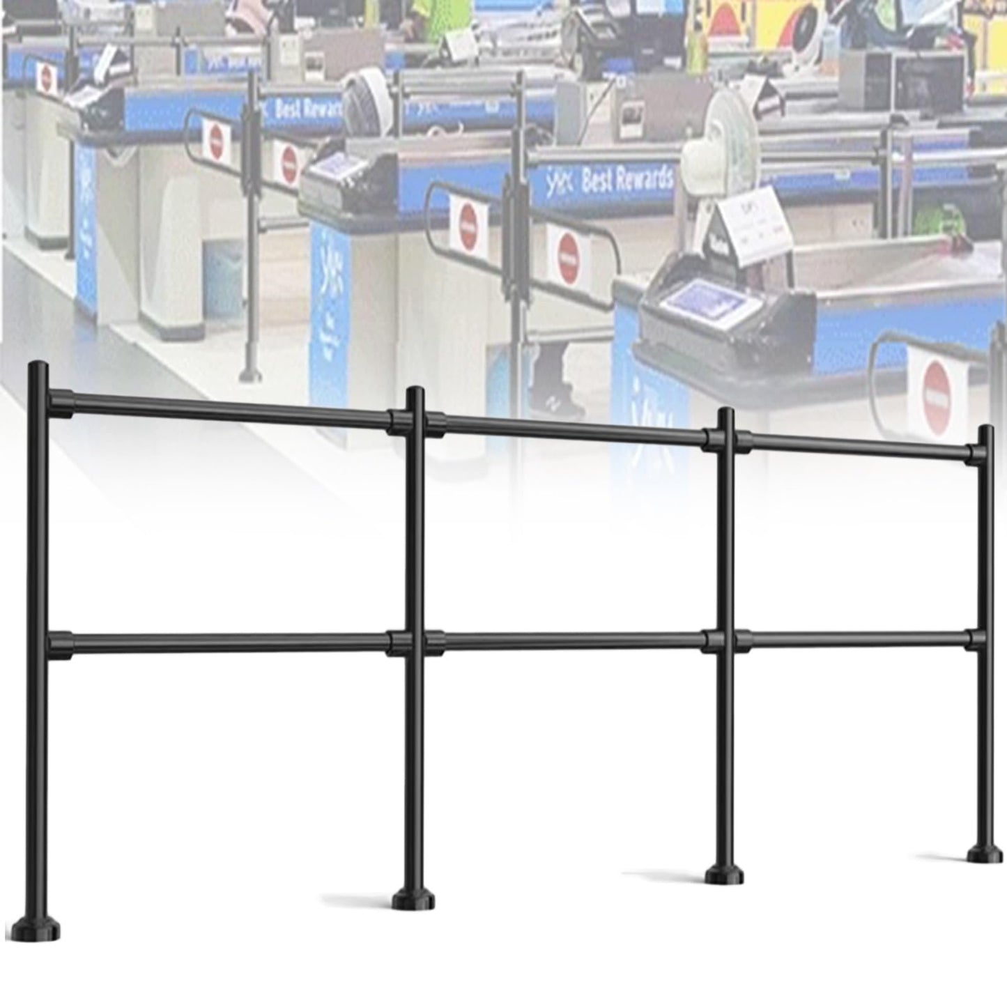 JIIPOREGJ Stainless Steel Supermarket Cashier Counter Swing Gate1-Way Pedestrian Access Door with Spring-Loaded Automatic Closure for Library Safety.Black-300X100Cmx6.3Cm