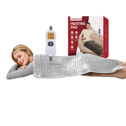 Ambershine 17''x33'' XXXL King Size Heating Pad with 12 Temperature Settings & 4 Auto-Off Countdown Timers, Pain Relief for Back/Neck/Shoulders/Abdomen/Legs, Christmas Gifts for mom dad (Dark Gray)