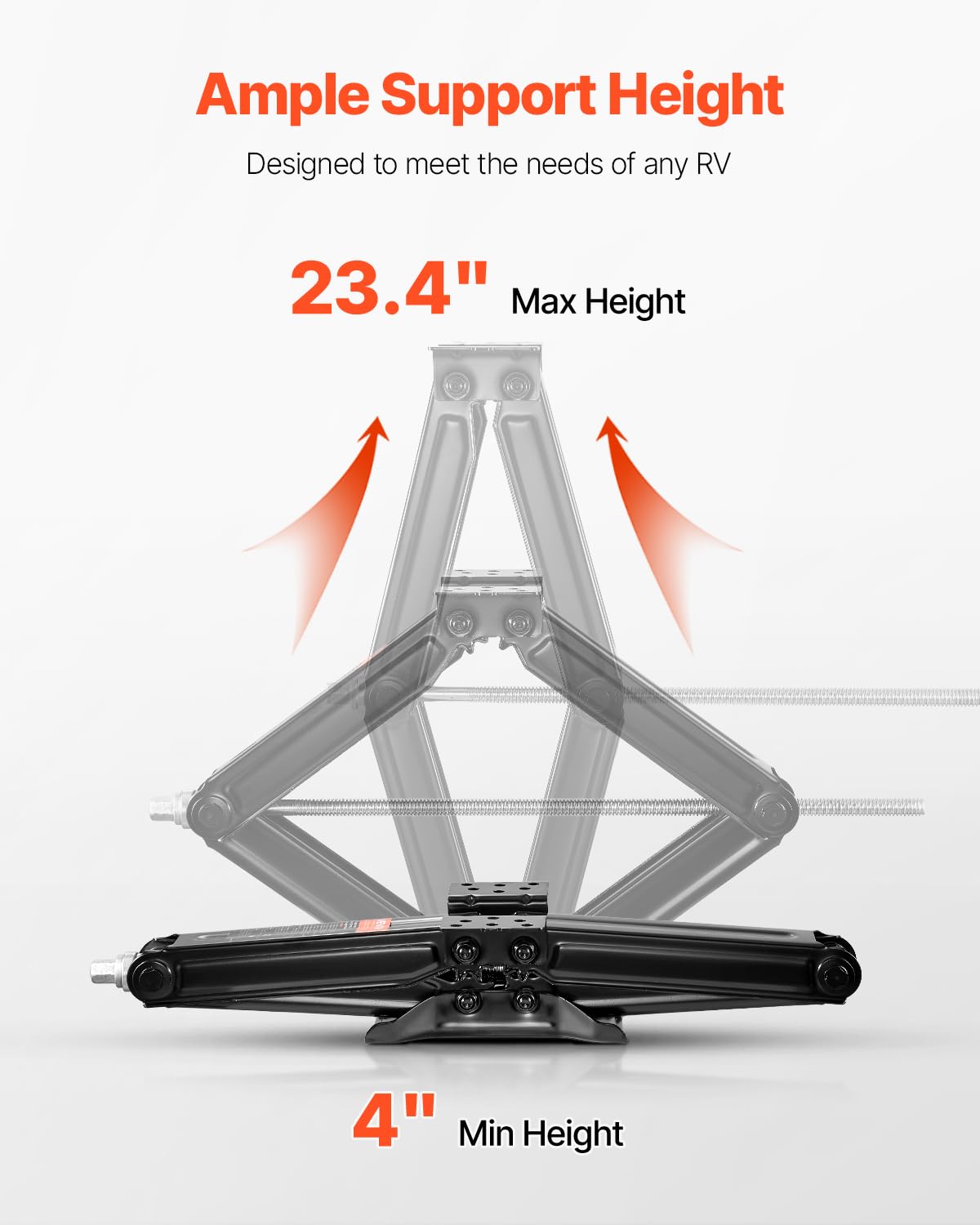 VEVOR 5000 lbs RV Scissor Jacks, 4-23.4 in RV Stabilizer Leveling Scissor Jacks, Set of 4, Heavy Duty Stabilizer Jack with Crank Handle, Socket and Bubble Levels, Not Easily Bent or Deformed
