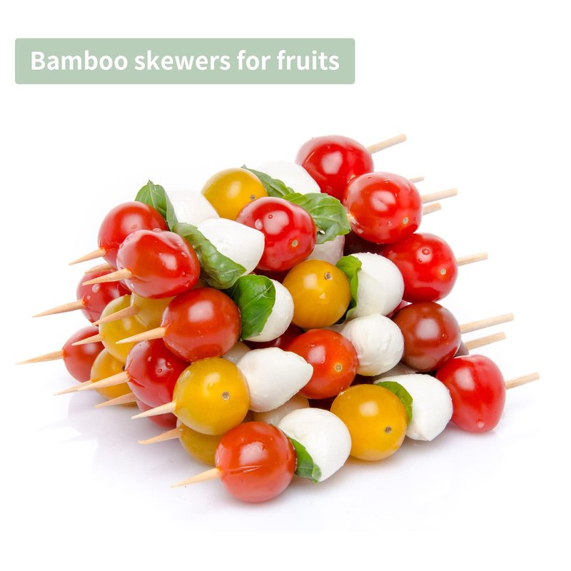 6" Bamboo Wood Skewers for BBQ, Kabob, Appetizer, Fruit, Sausage, Chocolate Fountain, Natural Wooden Barbecue Kebob Skewer Stick, Organic Food Sticks for Grilling, Kitchen (Φ=4mm Thick, 100PCS)