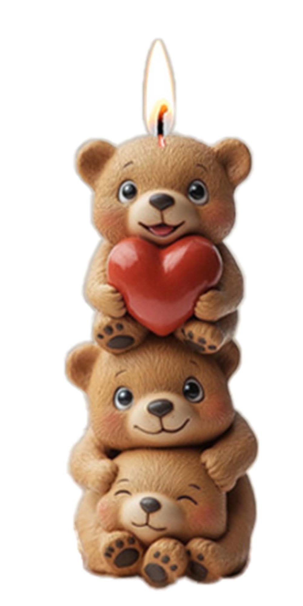 Rose Bear Heart Cylinder Silicone Wave Spiral Candle Mold - Silicone Resin Casting Molds for Candle & Resin & Soap Craft Supplies