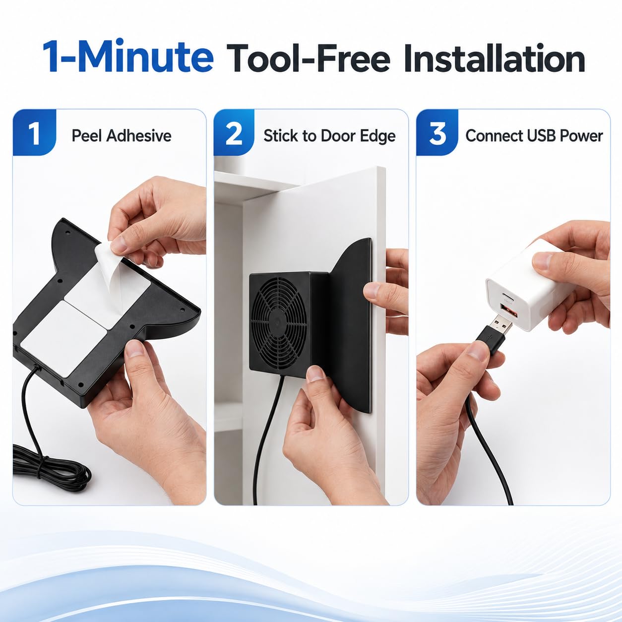 Cabinet Cooling Fan – No Drilling Required, Quiet Slim Fan for Home Theater AV Cabinets, Electronics Enclosures, Server Racks, and Ventilated Doors