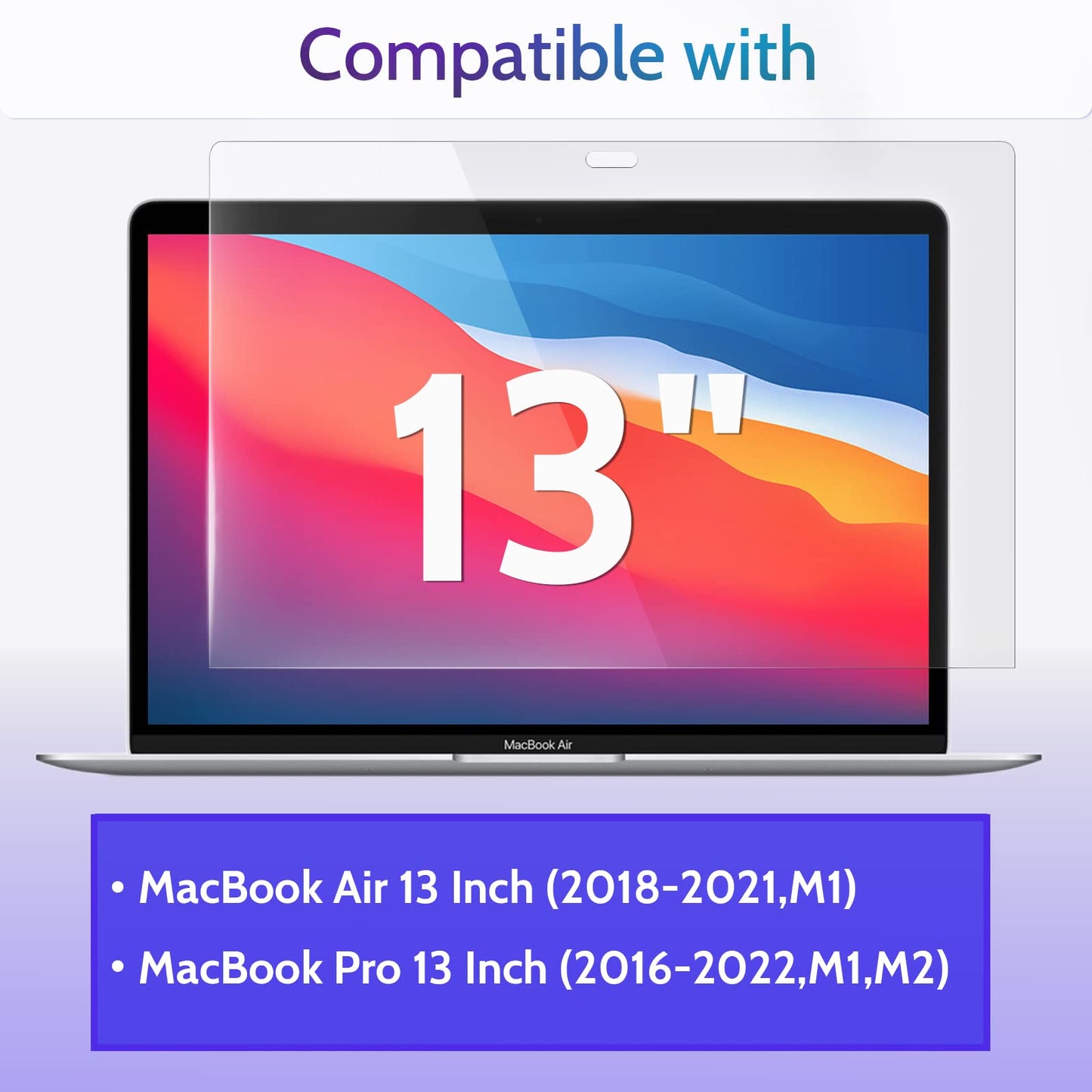 Peslv 3-Pack Anti Blue Light Screen Protector for MacBook Air 13 Inch(2018-2021,M1)&MacBook Pro 13In(2016-2022,M1,M2), 13.3" Mac Laptop Glare Filter Uv Blocker Shield Cover Eye Protection Film