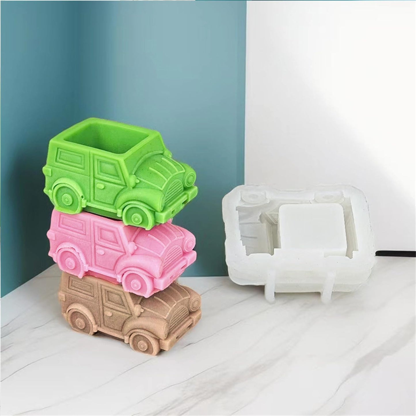 Creative Bus Car Flower Pot Silicone Mold Concrete Succulent Planter Cactus Vase Mold Candle Pen Holder Plaster Cement Clay Resin Mould
