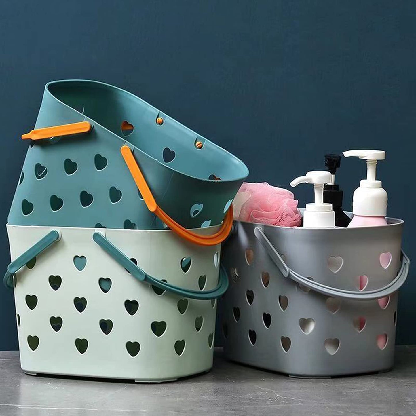 Anyoifax Portable Shower Caddy Tote Plastic Storage Basket with Handle Box Organizer Bin for Bathroom, Pantry, Kitchen, College Dorm, Garage - Grey