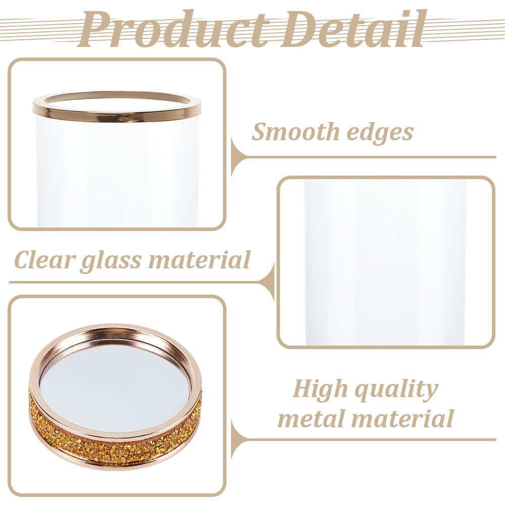 BEUNITONE 2PCS Gold Candle Holder, Hurricane Glass Candle Holders, 4.2 x 6.3 Elegant Pillar Candle Holders, Metal Candlesticks Holder with Candle Jars for Coffee Dining Table, Wedding Centerpieces