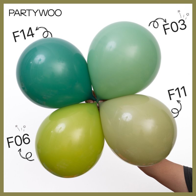 PartyWoo Sage Green Balloons 100pcs Different Sizes of 18 12 10 5 Inch Olive Boho Green Latex Balloon Arch Kit for Wedding Birthday Dinosaur Jungle Golf Football Theme Party Decorations Green-F11